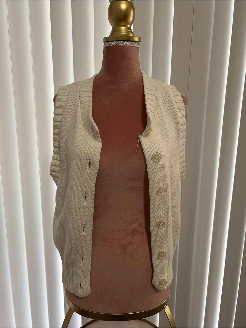 Song of Style Ivory Button-Front Knit Vest